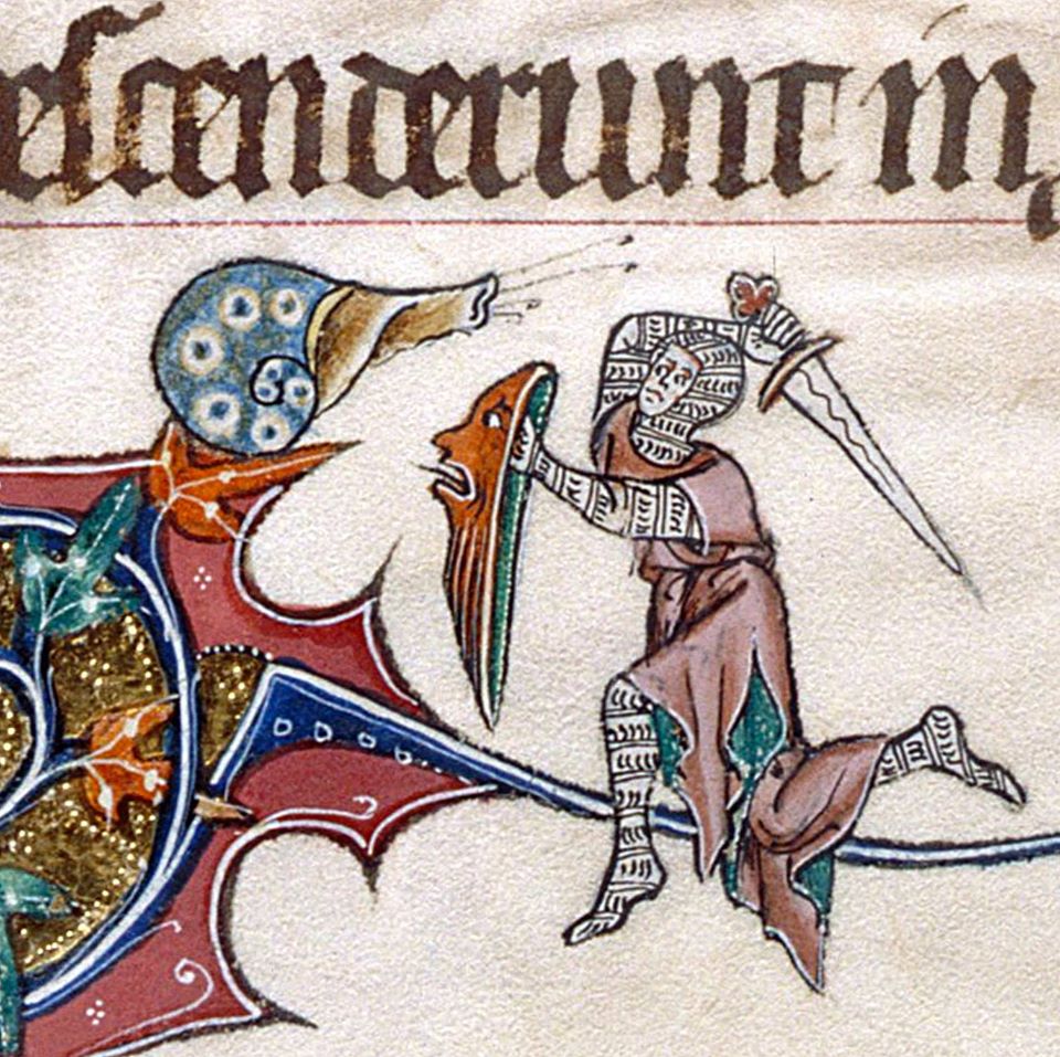 Medieval knight fighting a snail